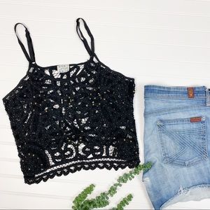 Free People Intimately Crochet Beaded Crop Top Med